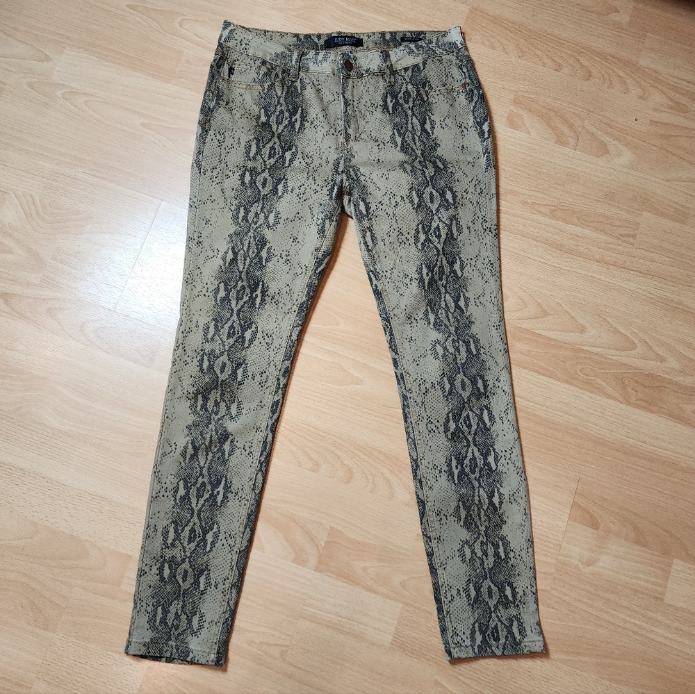 Judy Blue Snakeskin Print Skinny Jeans Stretch Denim Tan Black Size 11/30